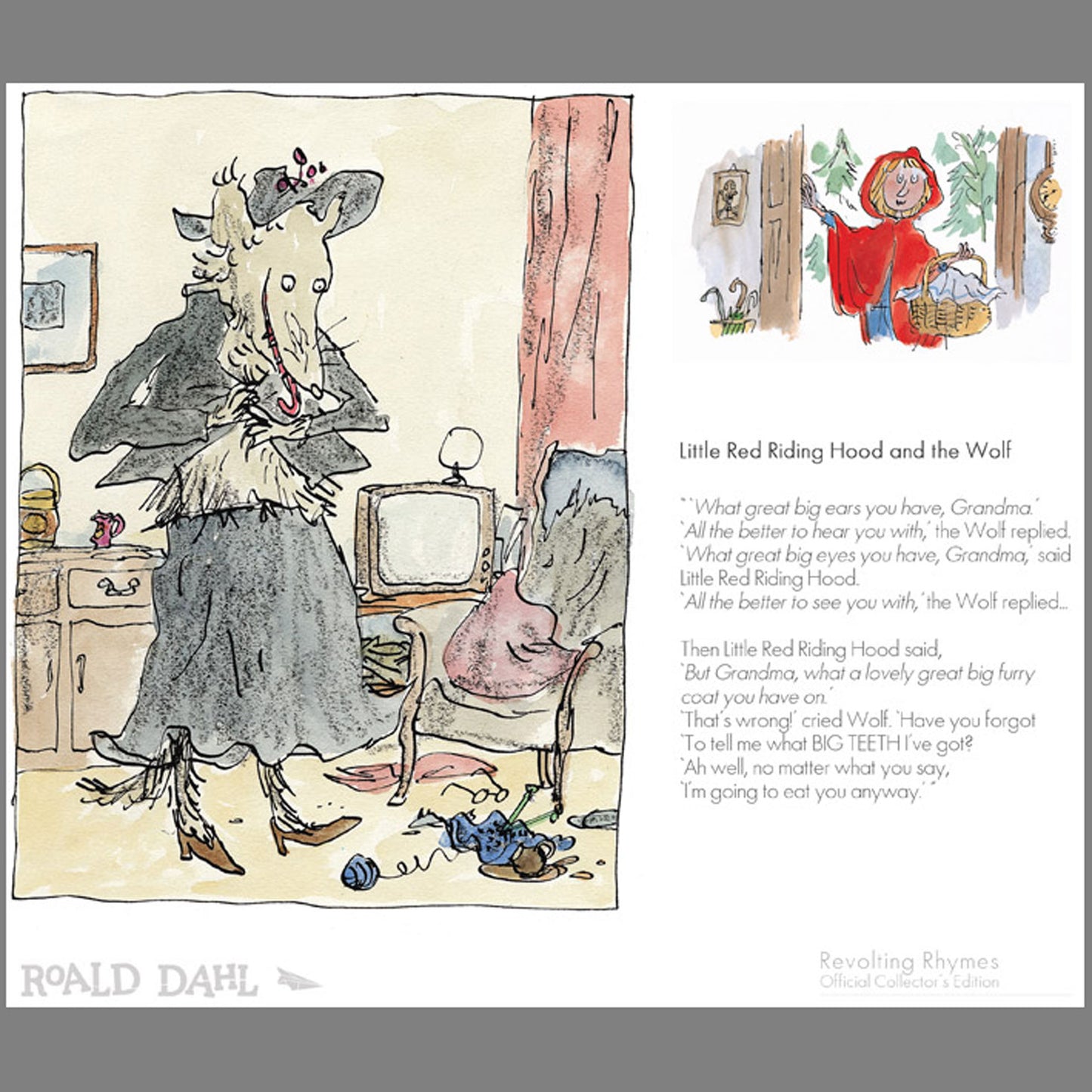 Little Red Riding Hood and the Wolf limited edition print by Roald Dahl and Quentin Blake
