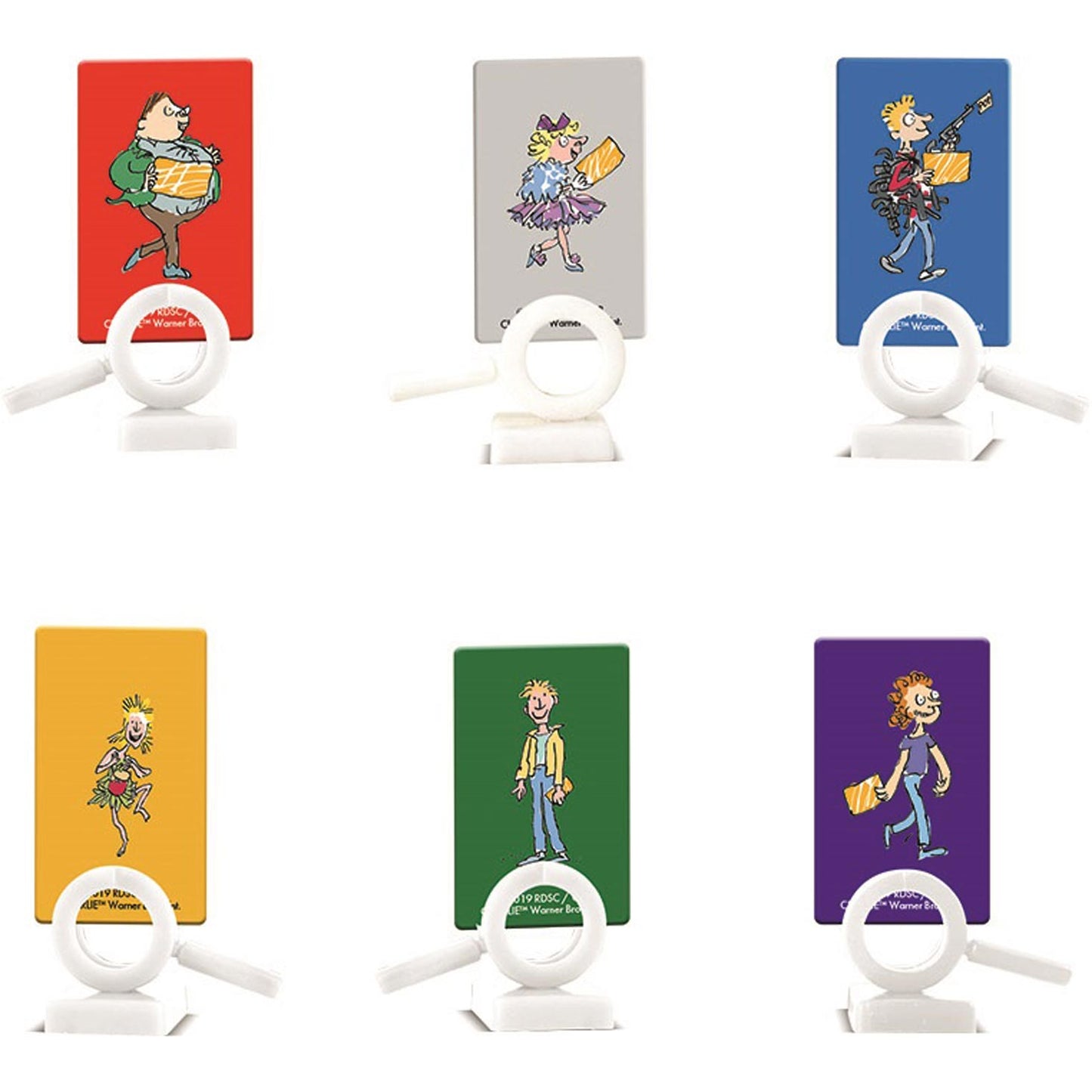 Cluedo board game based on Charlie and the Chocolate Factory by Roald Dahl and featuring Quentin Blake's illustrations- showing character cards