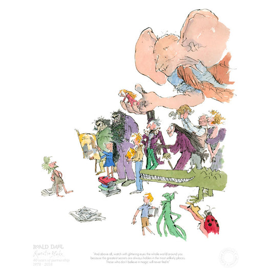 Limited edition print celebrating the 40th anniversary of the Roald Dahl and Quentin Blake collaboration