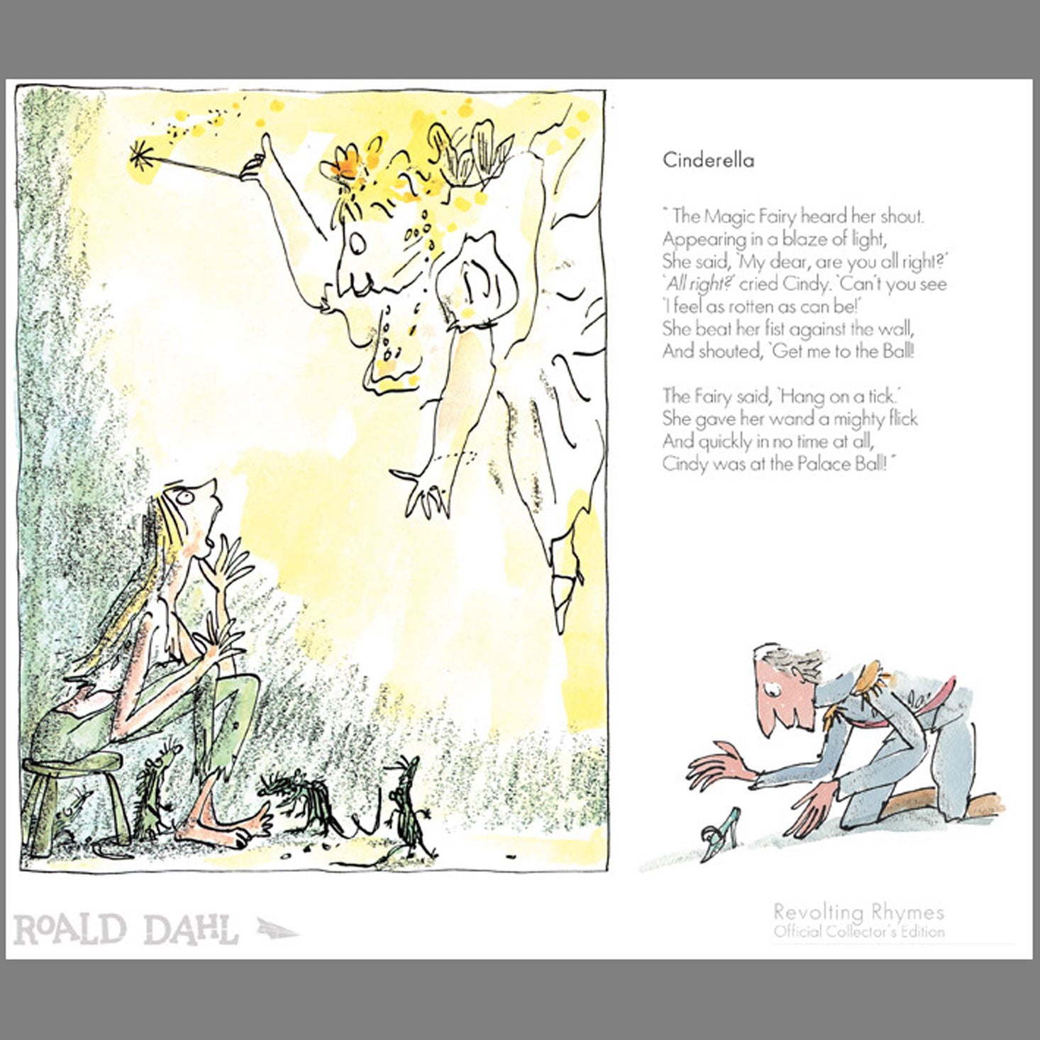 Cinderella limited edition print from Roald Dahl and Quentin Blake