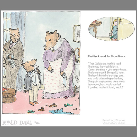 Goldilocks and the Three Bears limited edition print from Roald Dahl and Quentin Blake