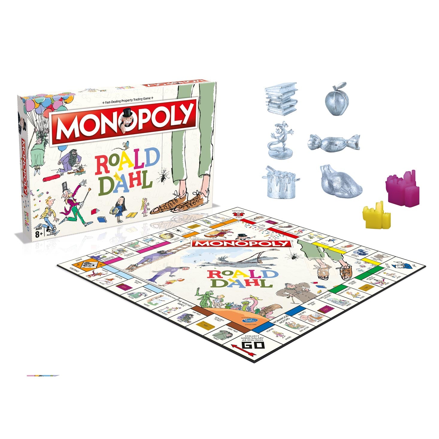 Monopoly board game based on characters by Roald Dahl and featuring Quentin Blake's illustrations- game pieces showing